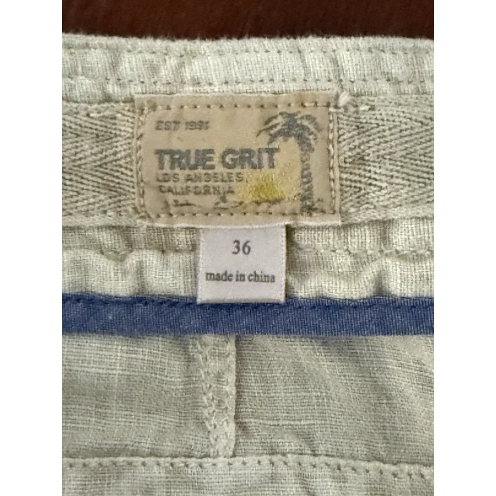 TRUE‎ GRIT Island Linen Cargo Shorts Mens 36 Off White Beach Coastal Lightweight